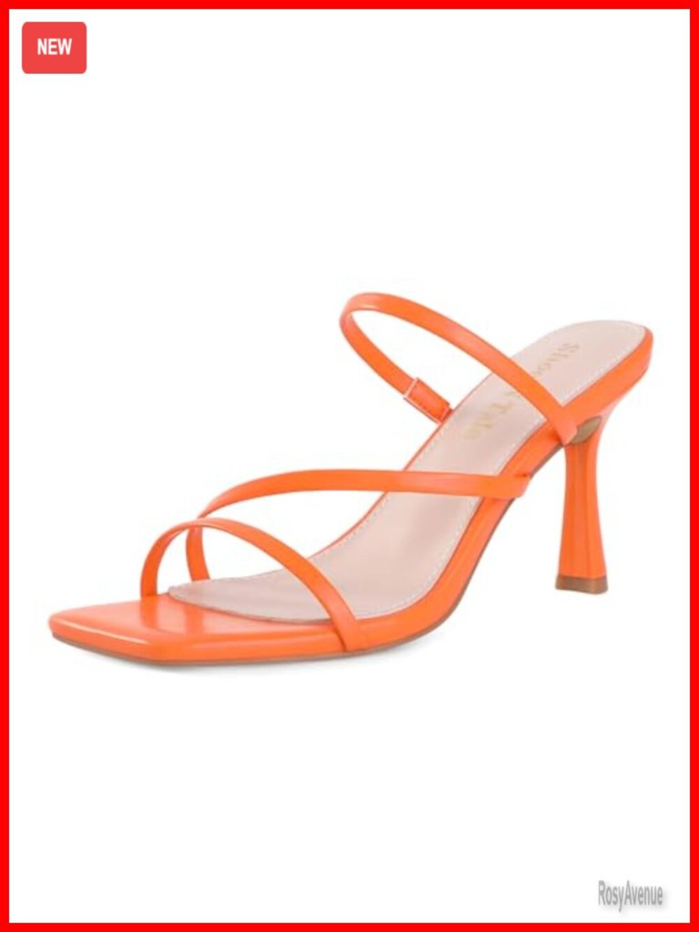 Strappy Mule Heels Square Peep Toe Stiletto Sandals Leather